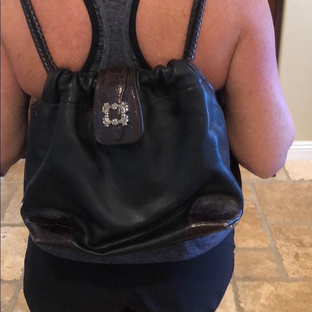 Brighton collectible black leather backpack